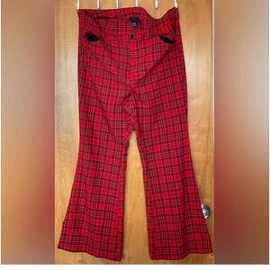 Flare plaid jeans
